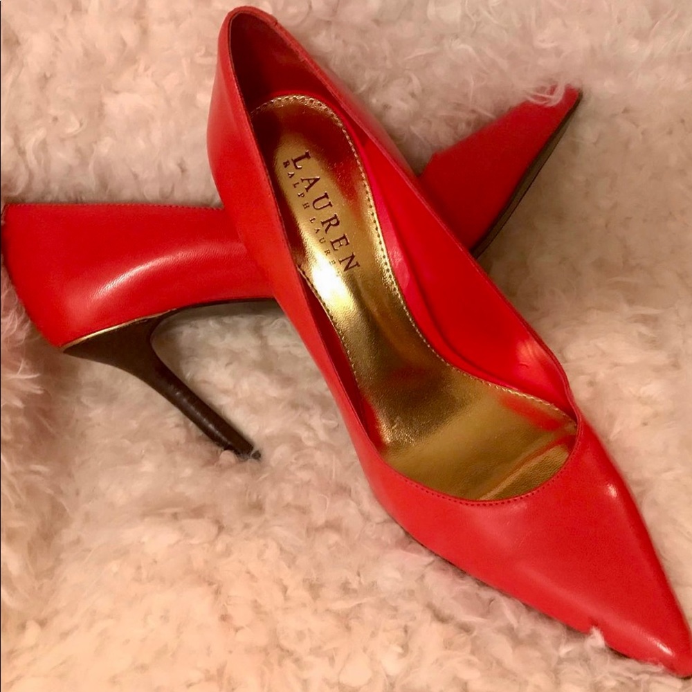 Lauren Ralph Lauren Red Pointed-Toe Stiletto Heels